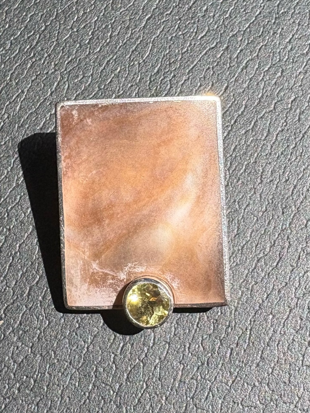Marta Howell Sterling Silver Golden shell Rectangular Pendant with Citrine